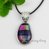 olive fancy color dichroic foil glass necklaces with pendants jewelry silver plated design C