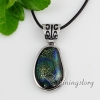 olive fancy color dichroic foil glass necklaces with pendants jewelry silver plated design E