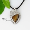 olive leaf semi precious stone tiger's-eye jasper rose quartz amethyst necklaces pendants design A