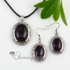 oval amethyst agate necklaces pendants and dangle earrings jewelry sets design A