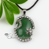 oval flower jade agate turquoise semi precious stone rhinestone necklaces pendants design A