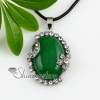 oval flower jade agate turquoise semi precious stone rhinestone necklaces pendants design C