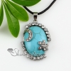 oval flower jade agate turquoise semi precious stone rhinestone necklaces pendants design E