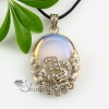 oval flower leaf rose quartz glass opal jade agate semi precious stone rhinestone necklaces pendants design A