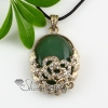 oval flower leaf rose quartz glass opal jade agate semi precious stone rhinestone necklaces pendants design E