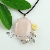 oval flower rose quartz turquoise glass opal jade semi precious stone sea shell and pearl pendants for necklaces design A