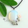 oval flower rose quartz turquoise glass opal jade semi precious stone sea shell and pearl pendants for necklaces design B