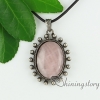 oval glass opal tiger's-eye amethyst rose quartz jade agate semi precious stone necklaces with pendants design A