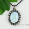 oval glass opal tiger's-eye amethyst rose quartz jade agate semi precious stone necklaces with pendants design K