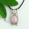 oval glass opal turquoise rose quartz amethyst tiger's-eye natural semi precious stone necklaces pendants design C