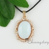 oval glass opal turquoise tiger's-eye amethyst rose quartz agate semi precious stone necklaces with pendants design E