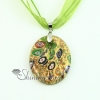 oval glitter foil millefiori murano lampwork glass venetian necklaces pendants design B