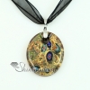 oval glitter foil millefiori murano lampwork glass venetian necklaces pendants design C