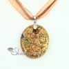 oval glitter foil millefiori murano lampwork glass venetian necklaces pendants design E