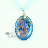 oval glitter murano lampwork glass venetian necklaces pendants design C