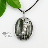oval leaf rose quartz semi precious stone freshwater pearl necklaces pendants design B