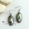 oval oblong rainbow abalone oyster sea shell mother of pearl earrings design A