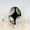 oval olive patchwork sea water rainbow abalone black oyster shellmother of pearl finger rings jewelry design C