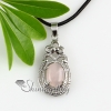 oval openwork quartz rose quartz agate necklaces pendants design B