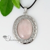 oval openwork semi precious stone rose quartz jade glass opal necklaces pendants design B