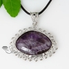 oval openwork semi precious stone tiger's-eye amethyst glass opal rose quartz necklaces pendants design B