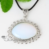oval openwork semi precious stone tiger's-eye amethyst glass opal rose quartz necklaces pendants design C