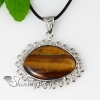 oval openwork semi precious stone tiger's-eye amethyst glass opal rose quartz necklaces pendants design A