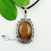 oval openwork tiger's eye glass opal jade turquoise natural semi precious stone necklaces pendants design C