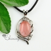 oval openwork turquoise natural stone shining rhinestone rose quartz agate natural stone pendants for necklaces design D