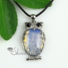 oval owl jade rose quartz glass opal amethyst tiger's-eye agate natural semi precious stone pendant necklaces design A