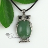 oval owl jade rose quartz glass opal amethyst tiger's-eye agate natural semi precious stone pendant necklaces design C