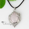 oval rose quartz glass opal tiger's-eye agate necklaces pendants design B