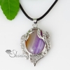 oval rose quartz glass opal tiger's-eye agate necklaces pendants design D