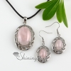 oval rose quartz jade necklaces pendants and dangle earrings jewelry sets design A