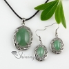 oval rose quartz jade necklaces pendants and dangle earrings jewelry sets design B