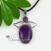 oval round wings tiger's eye amethyst glass opal natural semi precious stone necklaces pendants design D
