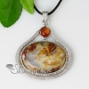 oval semi precious stone glass opal agate necklaces pendants design B