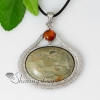 oval semi precious stone glass opal agate necklaces pendants design C