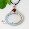oval semi precious stone glass opal agate necklaces pendants design A