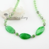 oval semi precious stone jade agate and crystal beads long chain necklaces design B