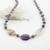 oval semi precious stone jade agate and crystal beads long chain necklaces design D