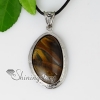 oval semi precious stone rose quartz glass opal tiger's-eye necklaces pendants design B