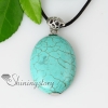 oval semi precious stone turquoise rose quartz jade necklaces pendants design B