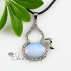 oval tigereye rose quartz amethyst glass opal jade agate semi precious stone rhinestone necklaces pendants design B