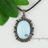 oval tiger's-eye glass opal jade agate rose quartz semi precious stone necklaces with pendants design A