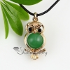 owl ball turn agate jade semi precious stone necklaces pendants design A