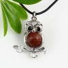 owl ball turn agate jade semi precious stone necklaces pendants design C