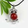 owl ball turn agate jade semi precious stone necklaces pendants design D