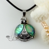owl ladybug oval patchwork rainbow abalone shell necklaces pendants design A