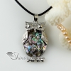 owl ladybug oval patchwork rainbow abalone shell necklaces pendants design B